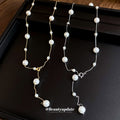 Station Pearl Y Lariat Drop Necklace Gold Silver Tones view 2
