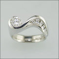 Silver Tone Wave Shape Clear CZ Accent Finger Ring view 1