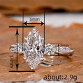 Marquise Solitaire Three-Stone Ring In Polished Silver Tone view 4