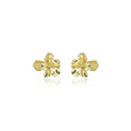 Gold Tone Folded Five Petal Sculptural Flower Stud Earrings view 5