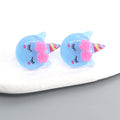 Colorful Resin Closed Eye Unicorn Face Stud Earrings view 7