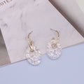Gold Tone Clear Crushed Stone Oval Hoop Drop Earrings view 5