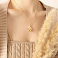 Irregular Organic Metal Pendant Necklace Faux Pearl Accent view 1