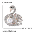 Crystal Swan Metal Brooch with Pearl Accent in Gold and Silver view 6