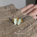 Gold Open Butterfly Ring Mint Enamel Wings Adjustable view 3
