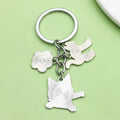 Black Cat With Knife And Paw Print Metal Keychain, Three Charms view 4