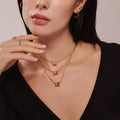 Twisted C Hoop Earrings Hourglass Barrel Pendant Snake Chain Set view 3