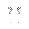 Silver Butterfly Ribbon Long Chain Tassel Drop Earrings view 5
