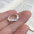 Silver Tone Clear Round Stone Open Adjustable Ring For Women view 2