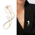 Tulip Pearl Brooch in Silver and Gold Tone Finishes view 2