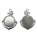 Anchor Round Cabochon Pendant Tray in Antique Silver Metal Finish view 2