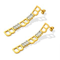Vertical Triple B Letter Zircon Drop Earrings Gold Steel view 5
