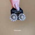 Silver Tone Round Crystal Cluster Stud Earrings Fashion Jewelry view 4