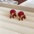 Red Horse Motif Stud And Drop Earrings Assortment Matching Jewelry Pair view 8