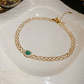 Lattice Mesh Green Halo Stone Necklace and Bracelet view 6