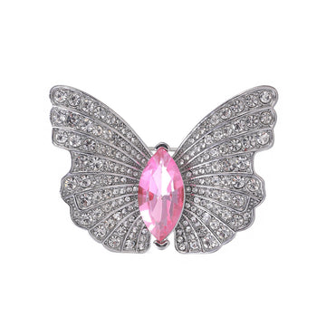 Pink Butterfly Crystal Two Designs Metal Brooch Pin