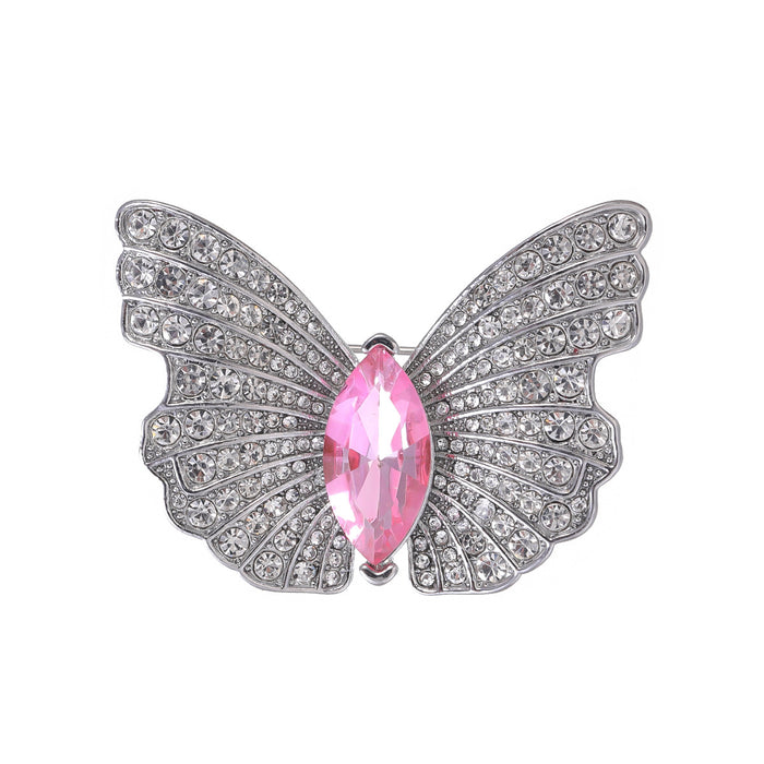 Pink Butterfly Crystal Two Designs Metal Brooch Pin