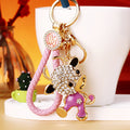 Jeweled Zodiac Calf Keychains in Pink and Red with BV Fortune and Plain Loops view 2