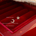 Gold Tone Clear Stone Star And Crescent Moon Asymmetric Stud Earrings view 4