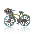 Antique Silver Rhinestone Bicycle Brooch Red Blue Styles view 1