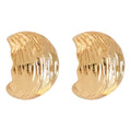 Gold Brush Texture C-Shape Half Hoop Stud Earrings view 5