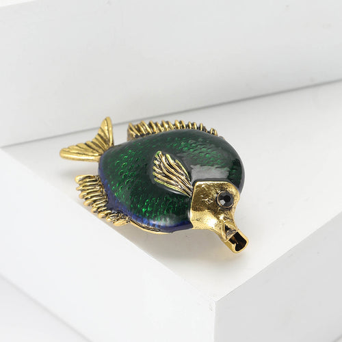 Angled display showing the brooch color and crystal details