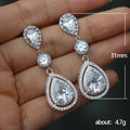Pear Stone Triple Drop Silver Earrings Metal Jewelry Design view 3