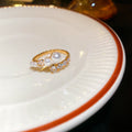 Gold Open Pearl And Cubic Zirconia Adjustable Ring view 6
