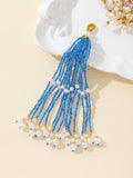 Seed Bead Tassel Pendant Charm With Pearl Accents Seven Colors view 7