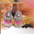 Twelve Ornate Teardrop Bead and Bell Jhumka Earrings view 10