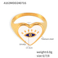 Heart Evil Eye Signet Ring Enamel Titanium Steel Gold Steel view 7