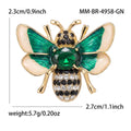 Gold Bee Brooch Enamel Wings Green Or Yellow Crystal Center view 6
