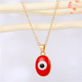 Gold Tone Round Candy Resin Evil Eye Pendant Necklaces in Six Colors view 4