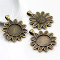 Sunflower Round Cabochon Pendant Bases in Two Finishes view 2
