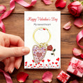 Happy Valentines Heart Keychain Gold Ring Rose Charm view 6