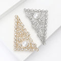 Rhinestone Triangle Pearl Brooch Filigree Corner Pin view 3