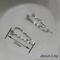 Gold Silver Double Layer Flat Chain Loop Stud Earrings view 4