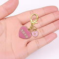 Gold Pink XOXO Heart Lock Enamel Lobster Clasp Charm view 3