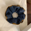 Blue Denim Scrunchies And Triangle Claw Clip Brown Trim view 6