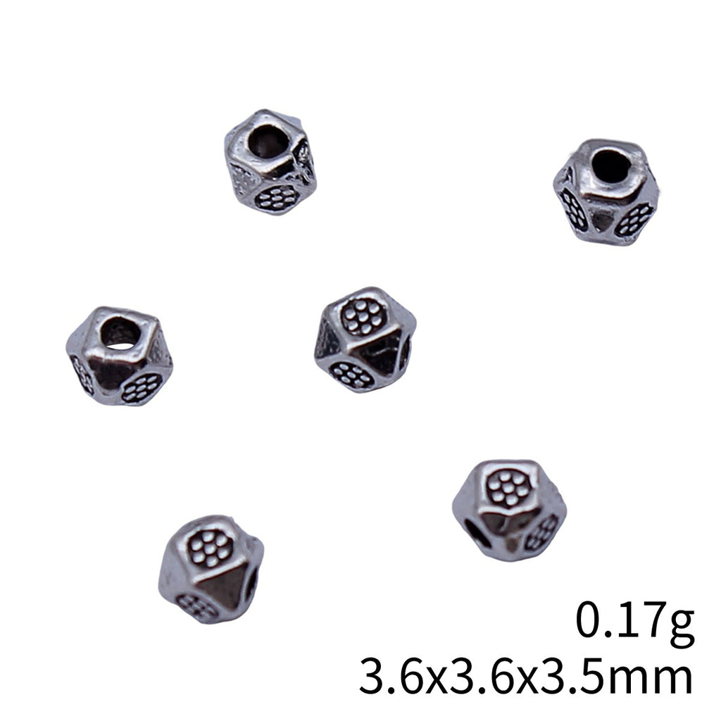 3.6x3.6x3.5mm 0.17g Antique Silver Zinc Alloy Patterned Small Hole Beads for Bracelet Necklace Jewelry Making
