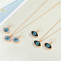Black Crystal Cluster Evil Eye Pendant Necklace and Drop Earrings view 2