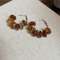 Shell Chip Hoop Earrings with Silver Tone Hooks with Reflective Details view 7