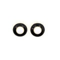Gold Tone Black and White Round Enamel Stud Earrings view 1