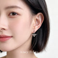 Silver-Tone Aged Winged Heart Lock Key Drop Stud Earrings view 2