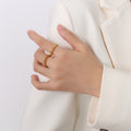 Textured Ripple Stack Petal Band Ring Gold Tone Sizes view 1