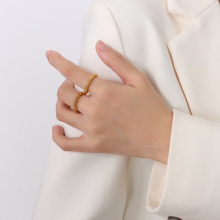 Textured Ripple Stack Petal Band Ring Gold Tone Sizes