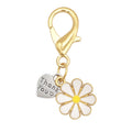 Gold Daisy Thank You Heart Enamel Keychain Lobster Clasp view 5