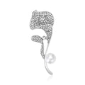 Pave Calla Lily Brooch Pearl Drop Silver and Gold Tone view 2