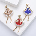 Dancing Ballerina Girl Brooch Pearl Skirt Rhinestone Dress Pin view 2