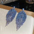 Crystal Leaf Fringe Earrings in Five Color Options view 9